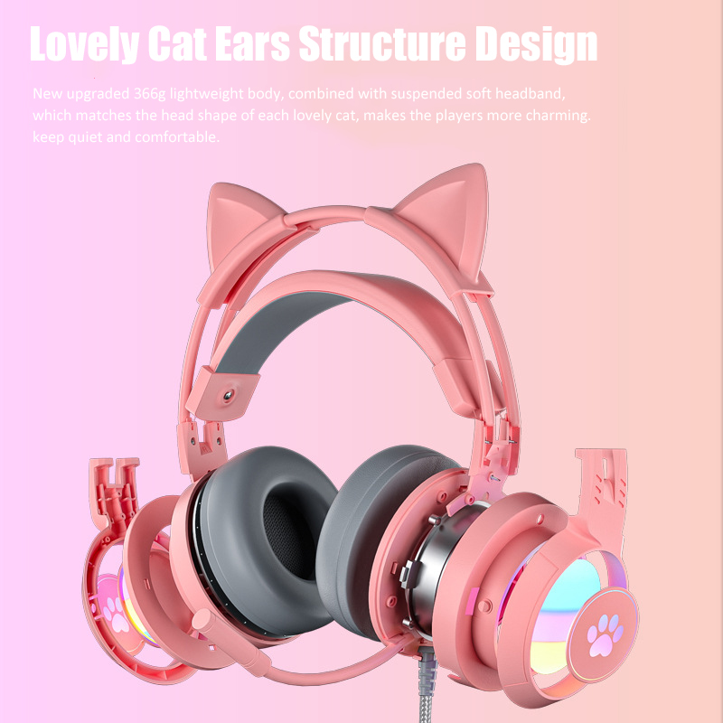 سماعات أذن القط اللطيفة مع ميك - مراجعة Pc Gaming Pink وسعره